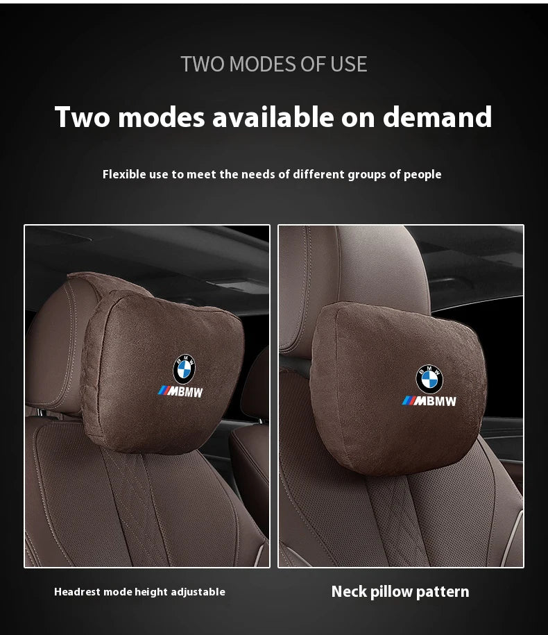 For BMW M X1 X3 X5 X6 E39 E46 E87 E90 E92 F10 F15 F25 F30 Suede Car Headrest Neck Support Seat Lumbar Cushion Soft Neck Pillow