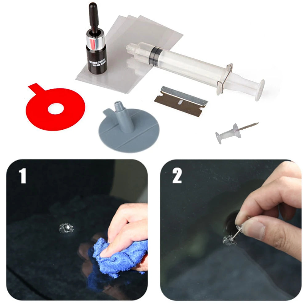 Car Windshield Repair Resin Kit Tools Windscreen Break Scratch Restoration Protective Stickers Glass Cleaner Care No Trace Wash