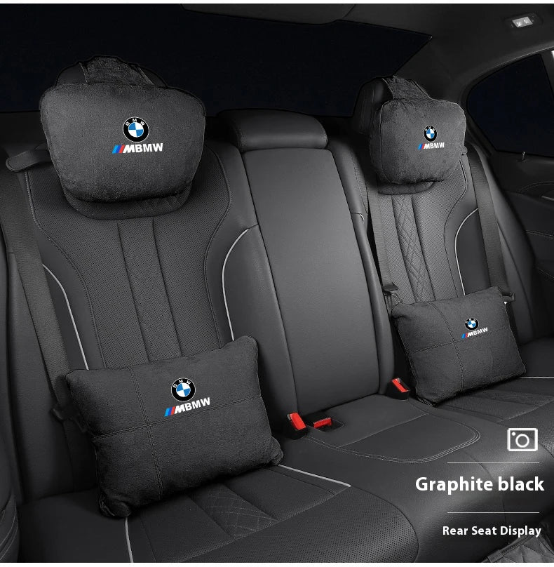 For BMW M X1 X3 X5 X6 E39 E46 E87 E90 E92 F10 F15 F25 F30 Suede Car Headrest Neck Support Seat Lumbar Cushion Soft Neck Pillow