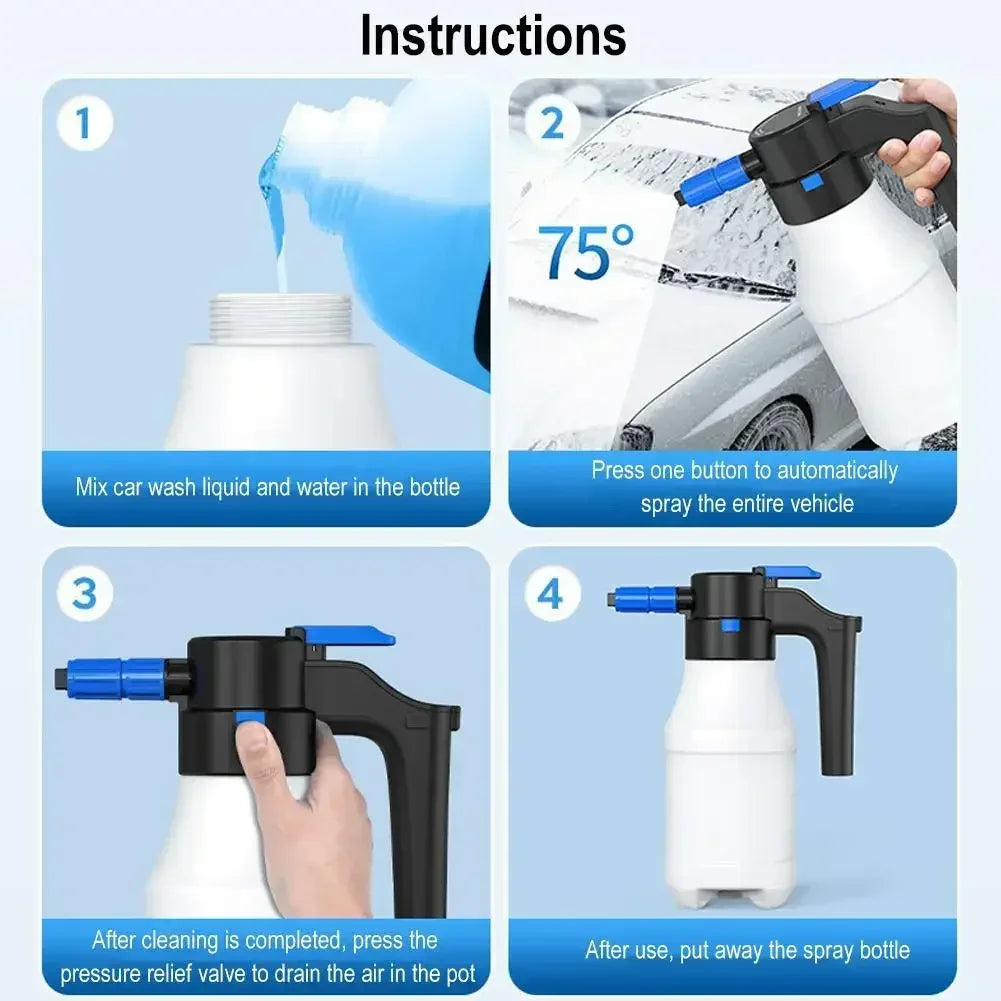 Electric car wash foam spray pot Household hand-held car wash spray gardening air pressure spray foam pot 1.5L 2L