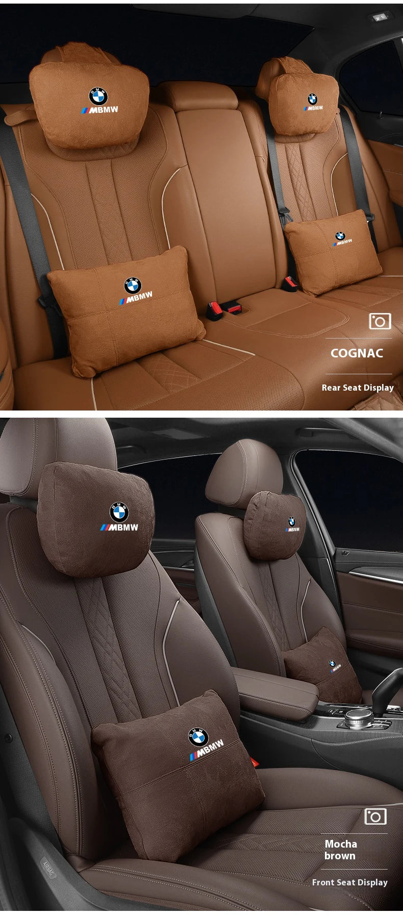 For BMW M X1 X3 X5 X6 E39 E46 E87 E90 E92 F10 F15 F25 F30 Suede Car Headrest Neck Support Seat Lumbar Cushion Soft Neck Pillow