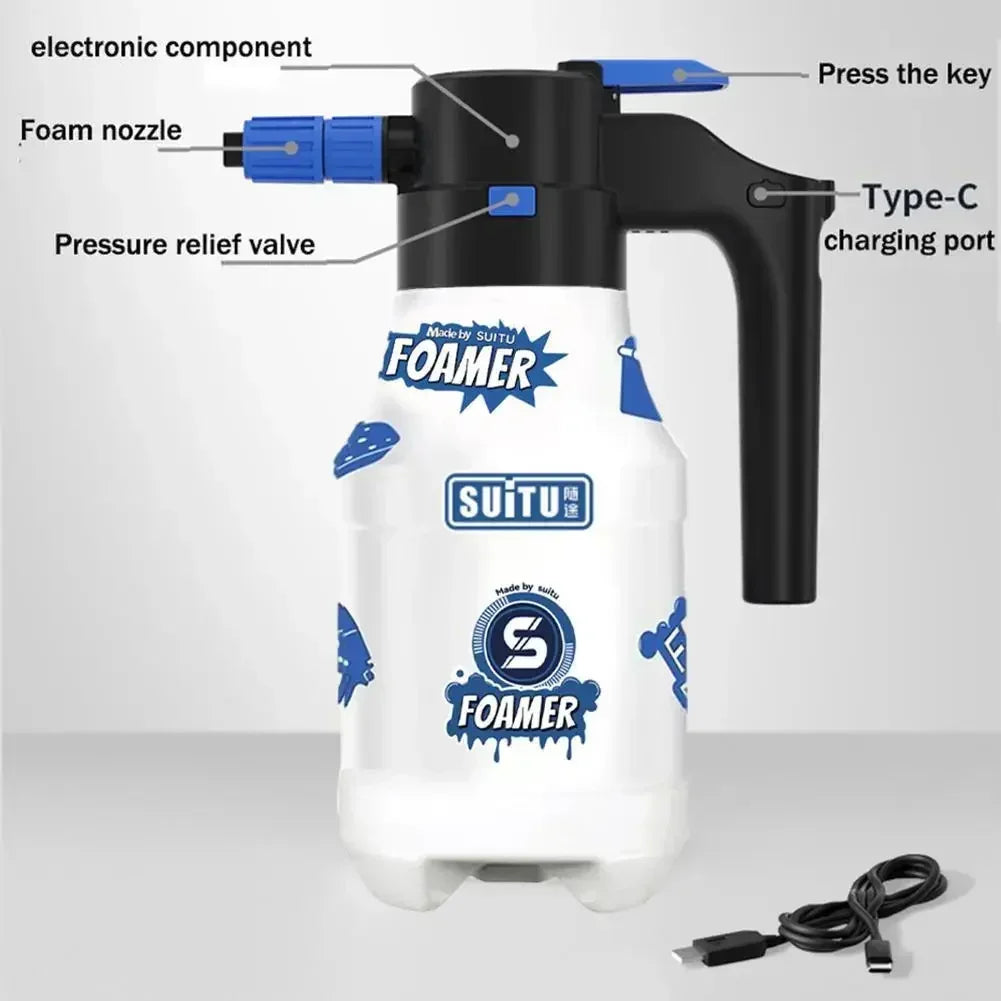 Electric car wash foam spray pot Household hand-held car wash spray gardening air pressure spray foam pot 1.5L 2L